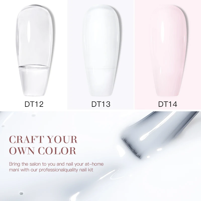 MEET ACROSS 7ml Milk White Pink Quick Extension Nail Gel Polish 3 In 1 Semi Permanent Soak Off UV Gel Varnish Nail Art Manicure 5