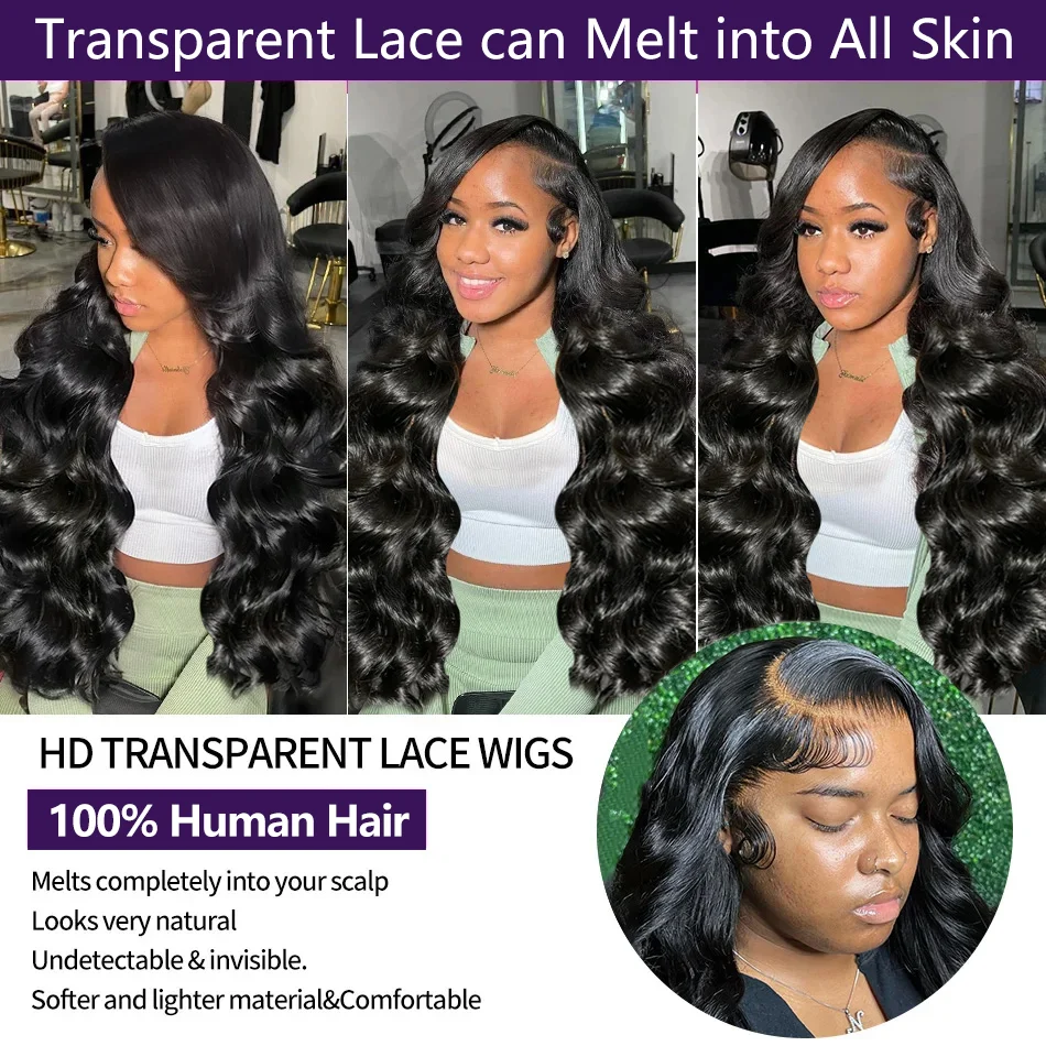 100% Human Hair 13x6 Body Wave Lace Frontal Wig HD 24 40 Inch 13x4 Lace Front Wigs Black Brazilian Pre Plucked 4x4 5x5 360 Lace