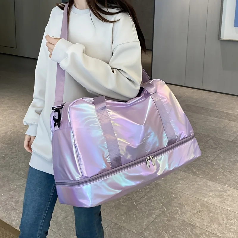 KARRESLY Travel Duffel Bag For Women - Waterproof Weekender, Gym Tote, Overnight Bag With Shoulder Strap (Purple) - View #2