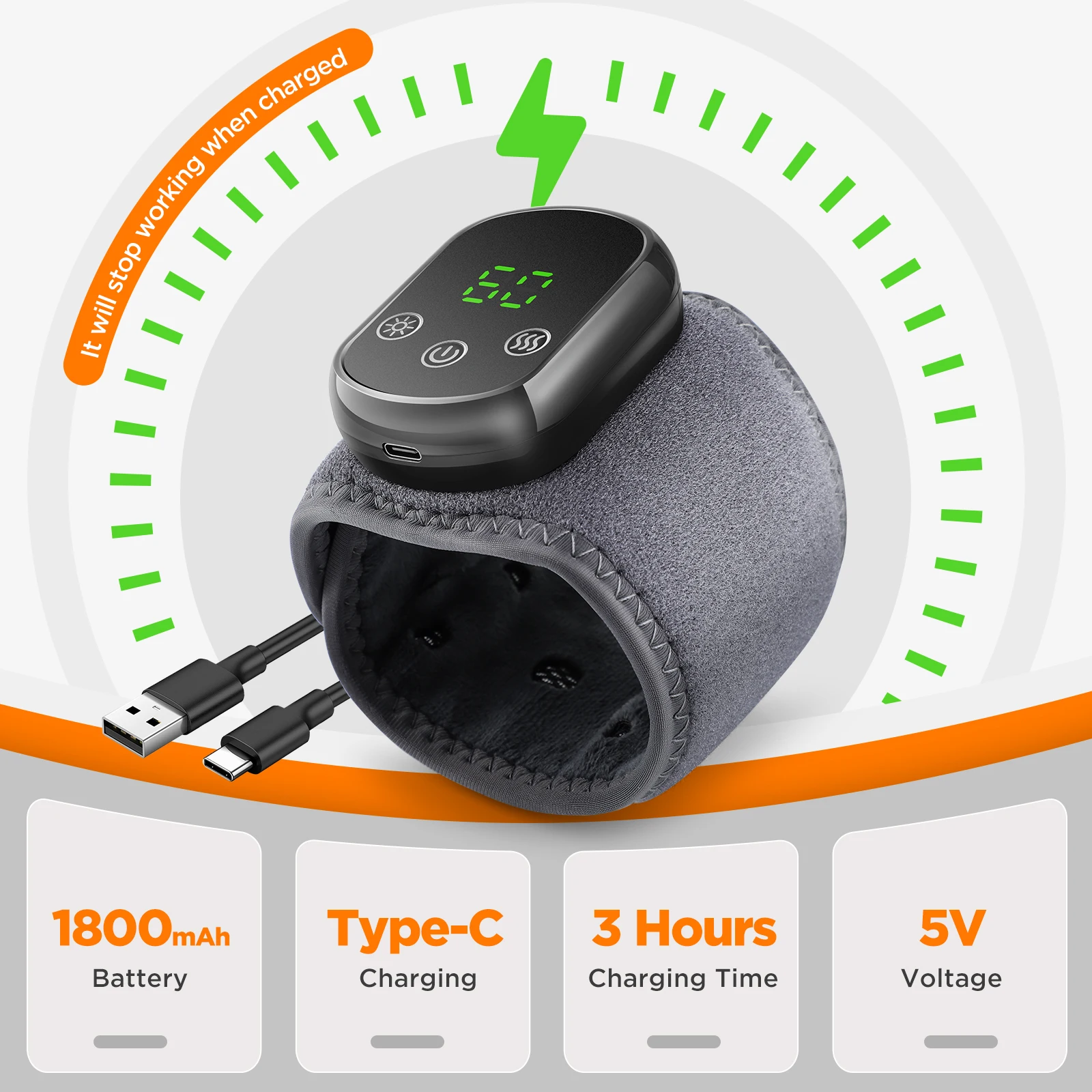 Electric Wrist Brace with Adjustable Hot Compress Vibration Massage Ankle Guard Band Carpal Tunnel Hand Foot Protection Tool