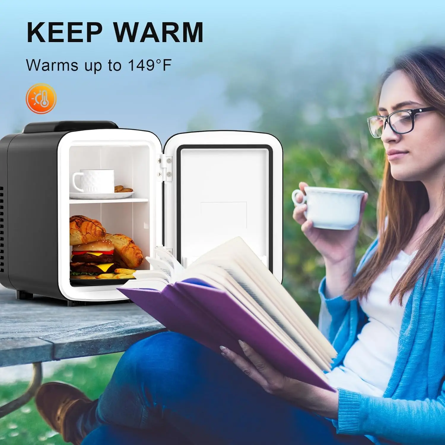 New Mini Fridge, 4 Liter/6 Cans Skincare Fridge for Bedroom, 110V AC/12V DC Portable Thermoelectric Cooler