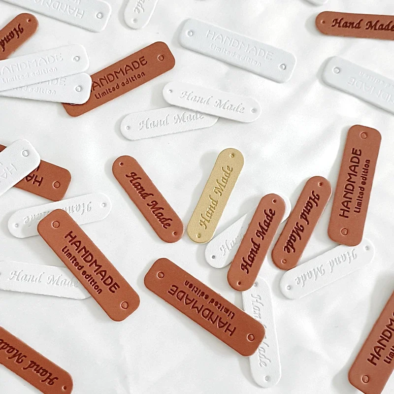 Lot De 50 étiquettes En Cuir Synthétique Fait à La Main - 4,5
