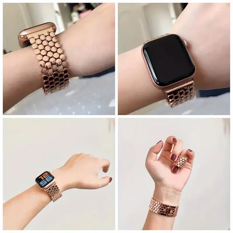 Apple Watch 밴드 용 스테인레스 스틸 스트랩 45mm 44mm 41 40mm iWatch 시리즈 1-9 38 42mm 용 고급 팔찌 금속 체인 팔찌