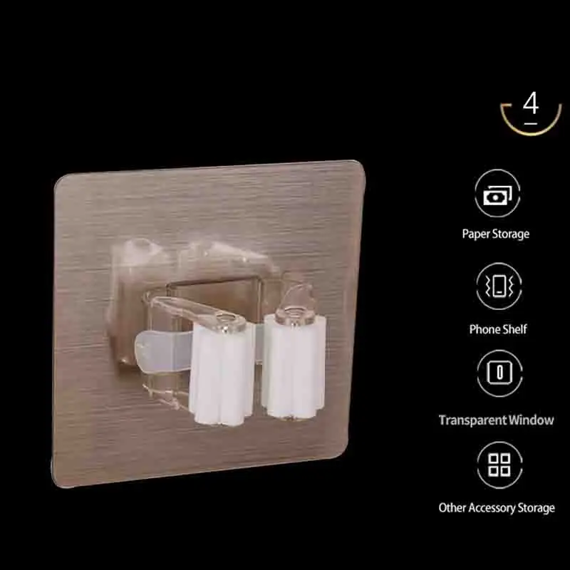 shelf for holding household mops is easy to install without punching