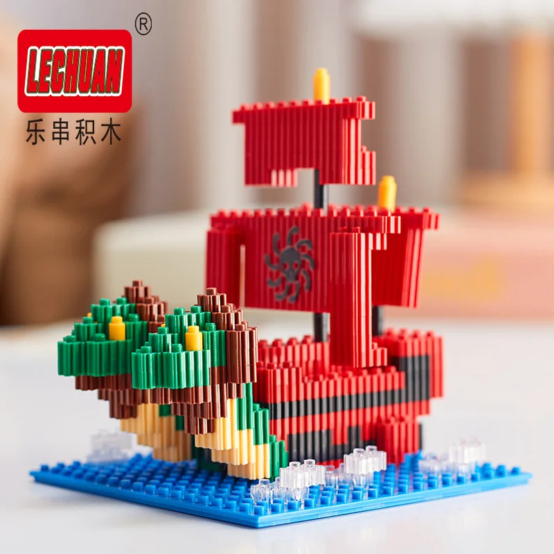 Thousand Sunny Micro Building Blocks Linkgo One Piece Pirate Ship Polortang Going Merry Model Connection Mini Bricks Figure Toys – Detail 6