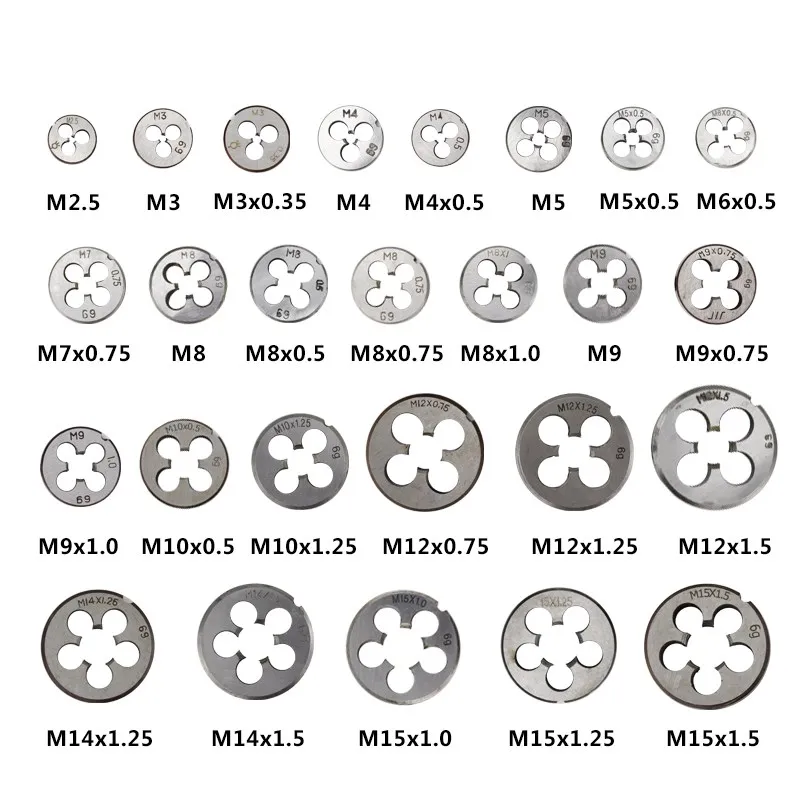Thread Die Machine Screw Round Die Metric Right Hand Threading Tapping Tools M2-M16 Machine Plug Tap