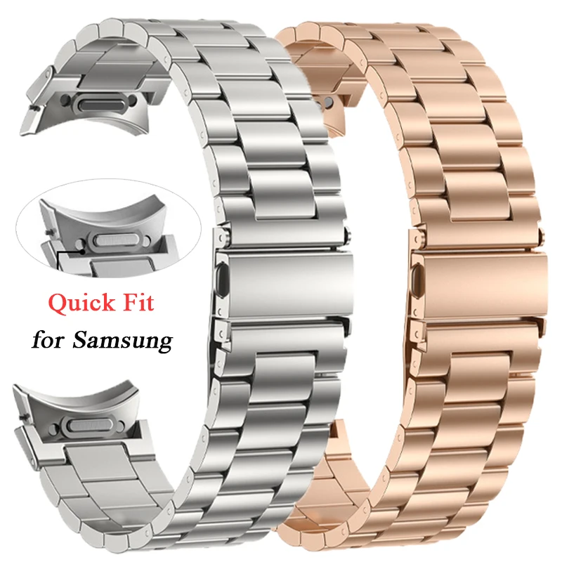 

Quick Fit Metal Watch Strap for Samsung Galaxy Watch 5 6 40mm 44mm Classic 47 43mm Stainless Steel Curved End Men Bracelet