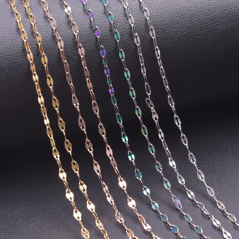 

10Pcs/Lot Stainless Steel Width 2mm Lips Chain Necklaces With Lobster Clasps DIY Women Men Water-Wave Bulk Collares Jewelry