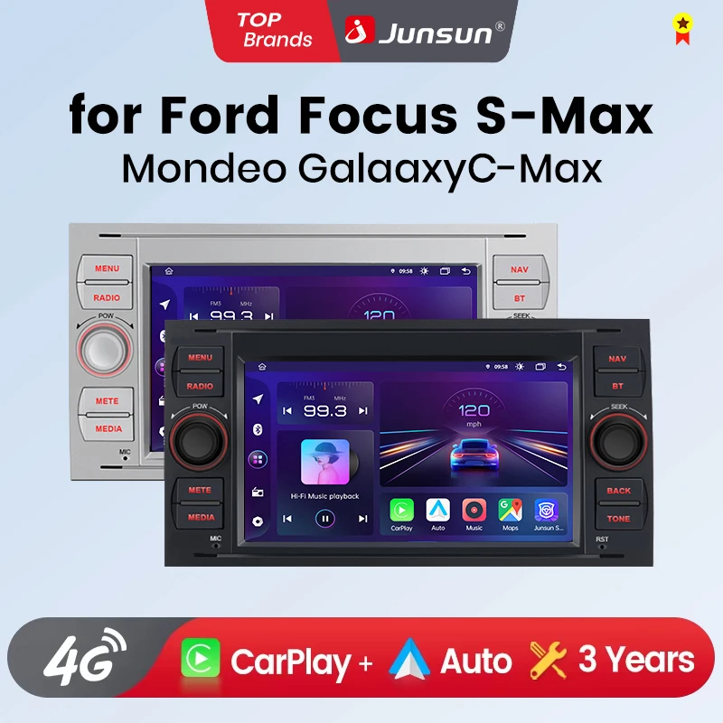 Junsun 4G AI Wireless CarPlay Android Auto Radio for Ford Focus Mondeo Fiesta Transit Kuga C-Max S-Max Galaxy GPS Car Multimedia