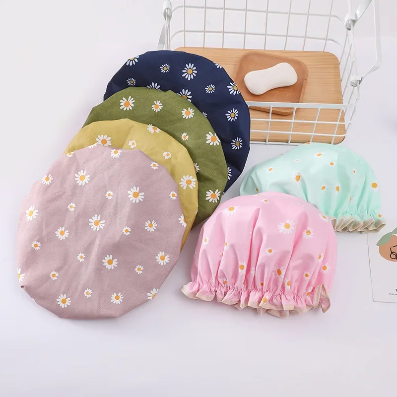 Women Hair Cap Hat Supplies Bathroom Double Layer Shower Waterproof Thick Cover Accessories,disposable shower cap,waterproof shower cap,shower cap,disposable hair cap