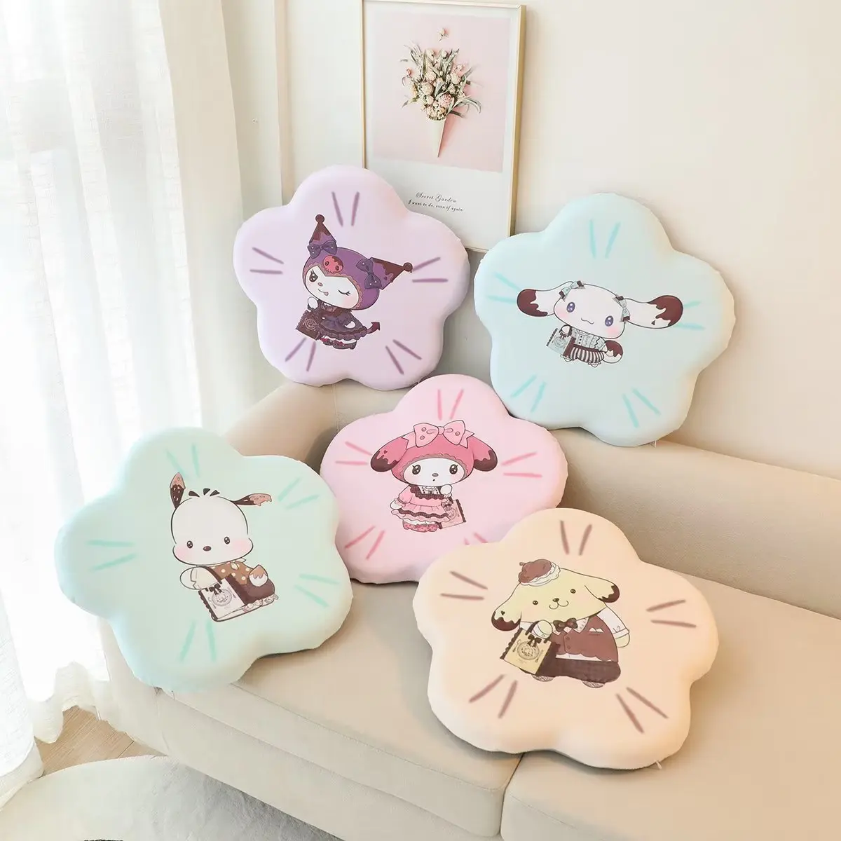 

Sanrio Kawaii Cinnamoroll Kuromi My Melody Cushions Cartoon Thickened Non-slip Dining Chair Cushion Cute Student Soft Cushion