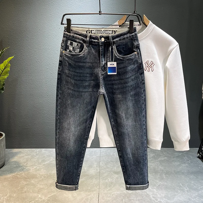 New Jeans Men'S Trend Stretch Slim Straight Leg Men'S Pants Fit Comfortable Waist Wash Fashion Black Denim Pants