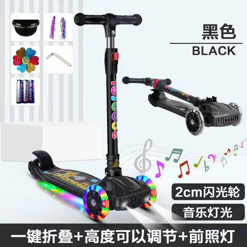 Children Scooter 3 Wheel Scooter with Light Up Flash Wheels Music For 2-8 Year Kids Adjustable Height Foldable children scooter folding scooter
