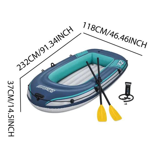 Bestway 61153 2 Person Inflatable Kayak - Durable PVC Material, Large Adventure Boat, Kit Format, Highly Buoyant and Stable