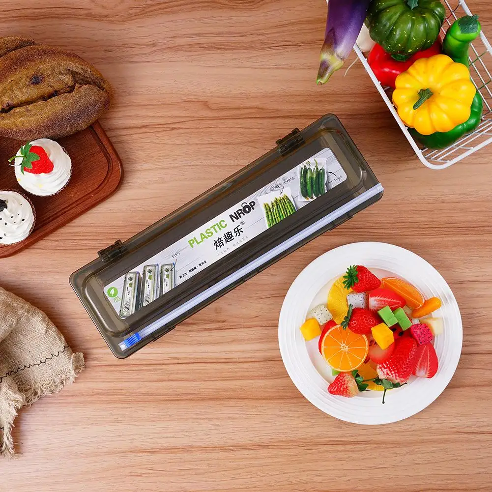 Plastic Wrap Cutter Food Film Dispenser Cling Film Cutter Cling Wrap Dispenser Kitchen Wrap Dispenser Plastic Wrap Dispenser Food Preservation Film Cutter Plastic Packaging Dispenser Storage Box Aluminum Foil Stretch Film Cutter Storage Box