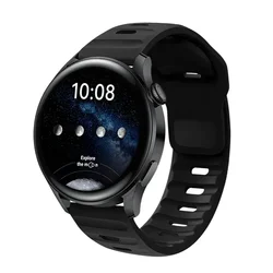 Versatile 22mm Silicone Smartwatch Strap - Premium Watchband Bracelet for 20mm Universal (Black)