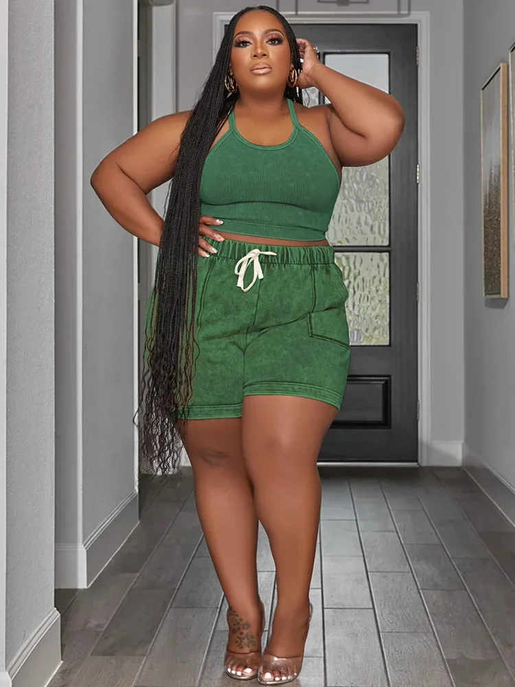 Wmstar Plus Size Two Piece Sets Women New in Matching Sets Loose Top Shorts Tracksuit Casual Summer Wholesale Dropshipping 2023