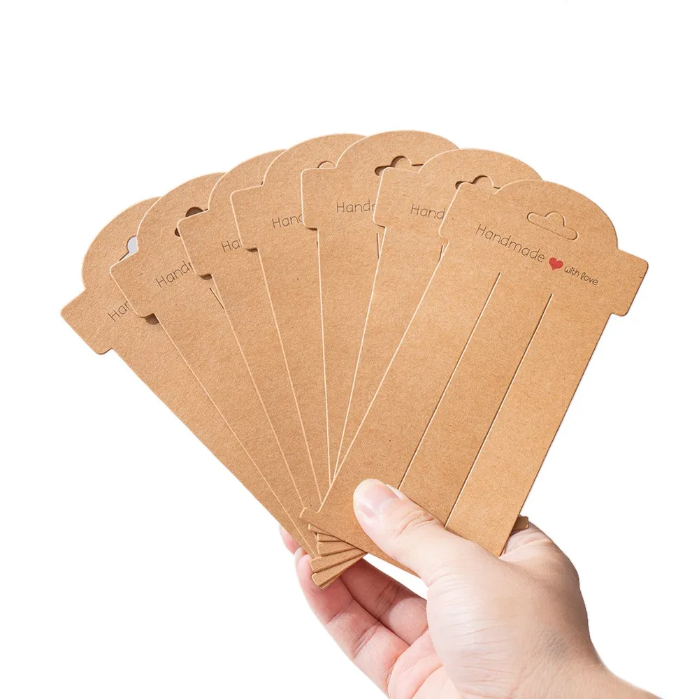20pcs 16x8cm Haars pange Barette Bogen Pappe Schmuck Display Kraft papier Karten halter für kleine Unternehmen Verpackung Zubehör