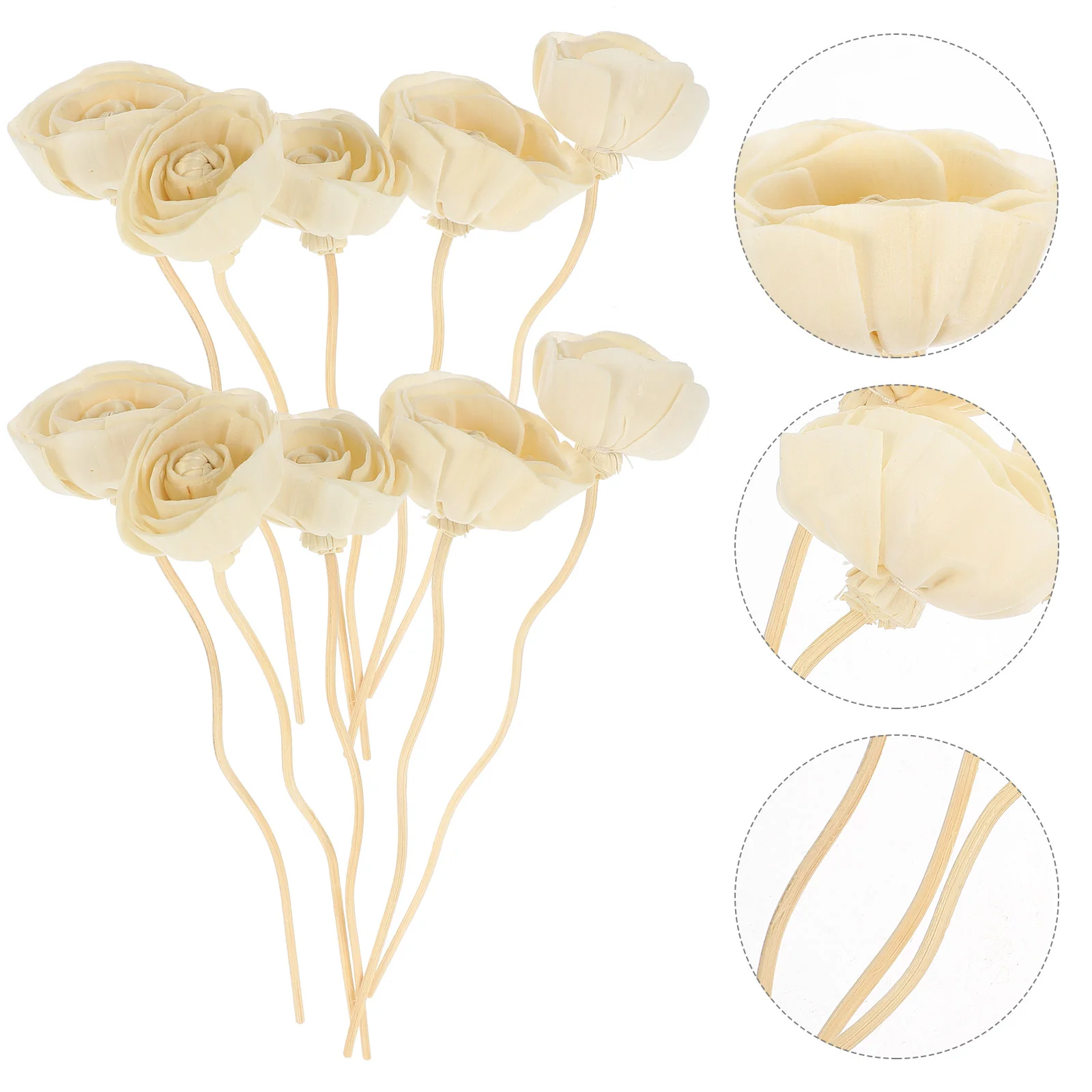 10 Pcs Aromatherapy Rattan Diffusers Dried Flower Sticks Reeds Essential Oil Bottle Replacements Wooden