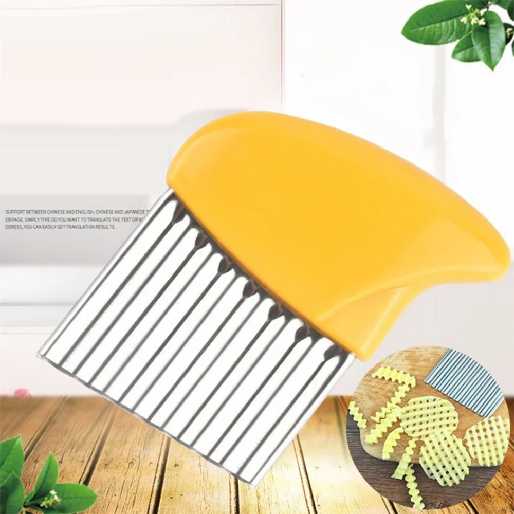 Stainless Steel Potato Chip Slicer Dough Vegetable Fruit Crinkle Wavy Slicer Knife Potato Cutter Chopper French Fry Maker Tools