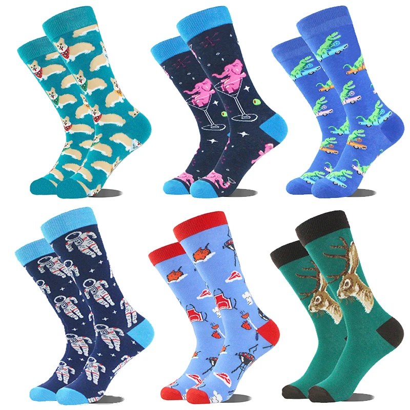 

Fashion Man Socks Color Combed Cotton Autumn Winter Warm Breathble Couple Long Socks For Men Women Funny Happy Wedding Gifts