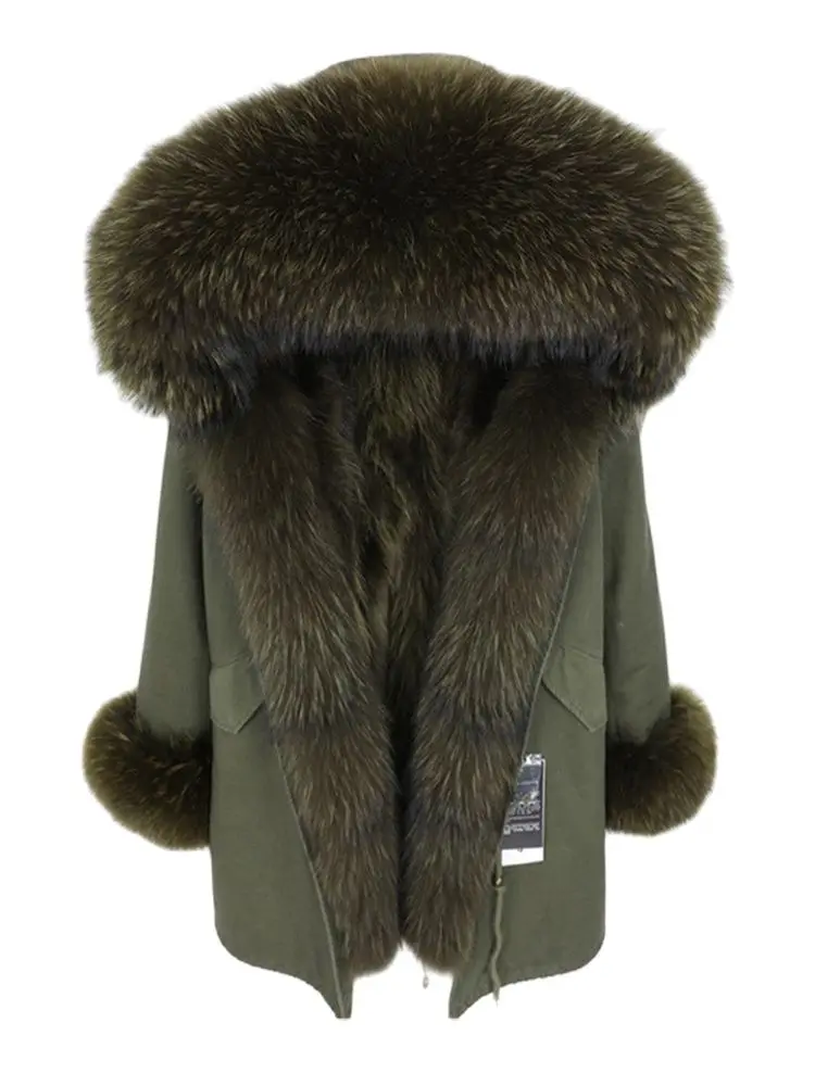 

2023 Winter Women Coat Long Jacket Waterproof Parka Thick Warm Fur Liner Real Raccoon Fur Collar Hooded Female Overcoat