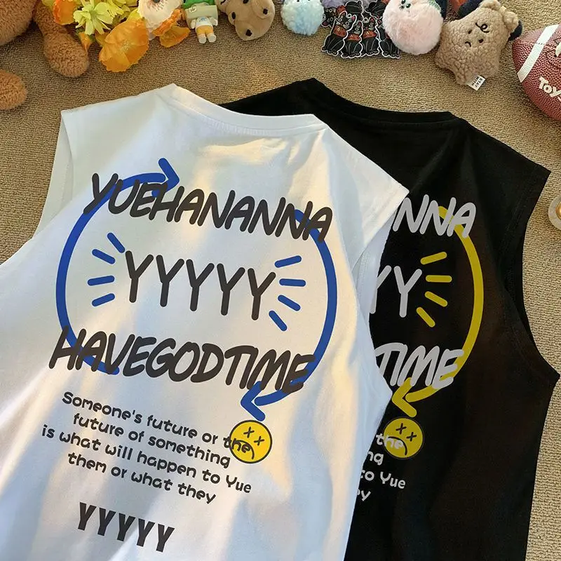 

West Coast vest high street men's summer American retro breathable sleeveless t-shirt oversize basketball sports vest y2k tanks