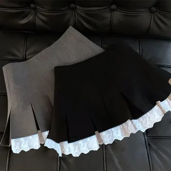 Jupe à paillettes argentées pour femmes, Mini jupe taille haute