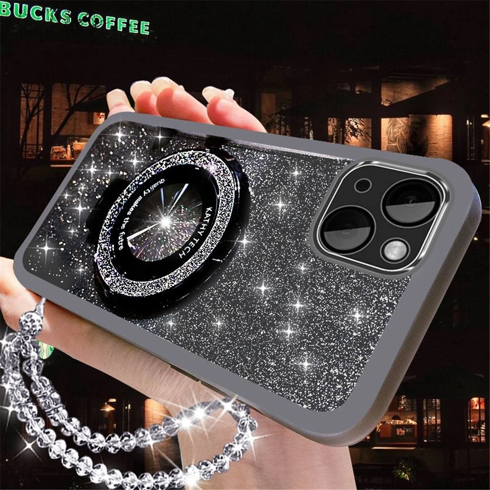 Glitter Crystal Bracelet Phone Holder Case with Bracket Cover