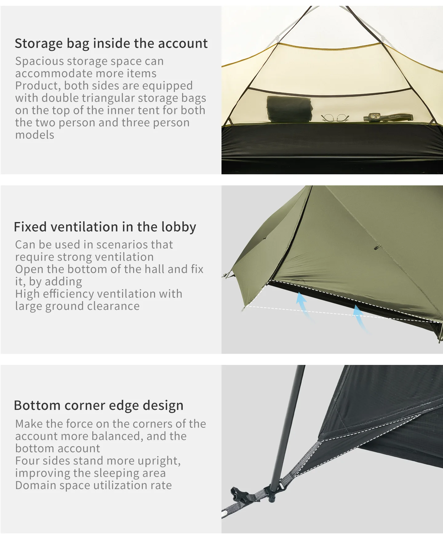 Naturehike Mongar Pro Ultraleichtes Zelt für 1–2 Personen, 20D-Nylon, doppellagig, wasserdicht, leicht, für Camping, Wandern, 3-Jahreszeiten-Zelt – Detail 17