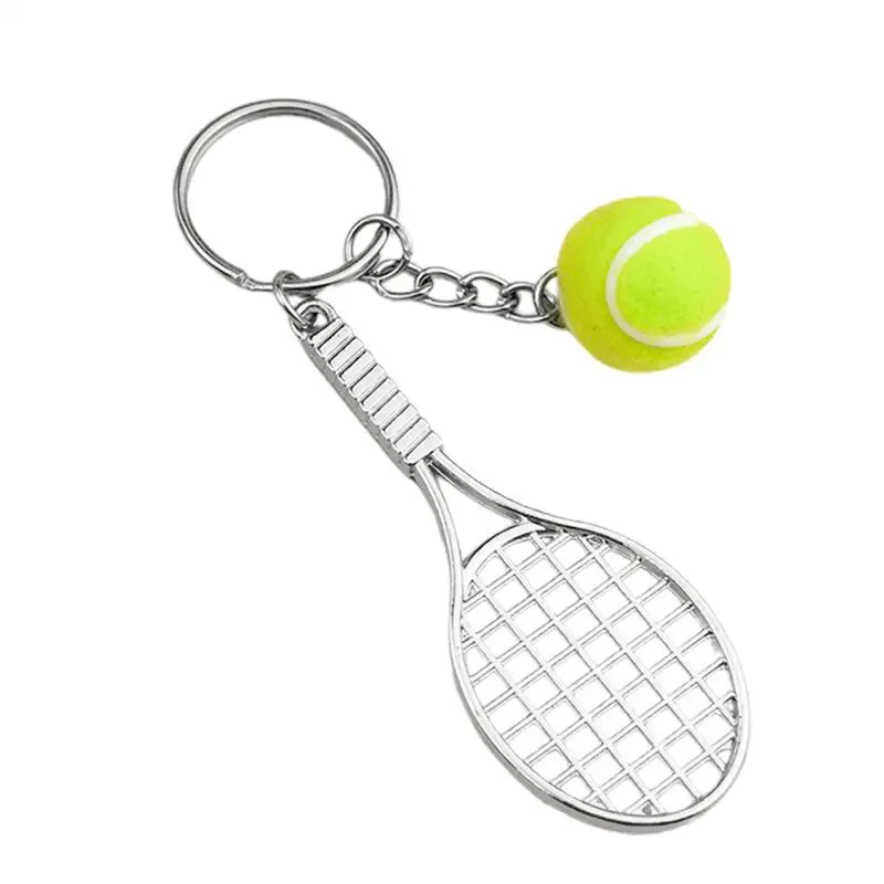  Tennis Racket Keychain Cute Sport Mini Keychain Pendant Car Keyring Sport Souvenir Volleyball Football