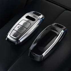 Premium ABS Car Key Case Cover for Audi - Sleek and Durable Design, Ideal Auto Accessory (Silver)