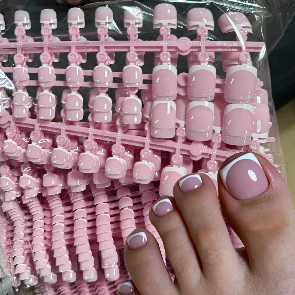 Pink French False Toe Nail Tips