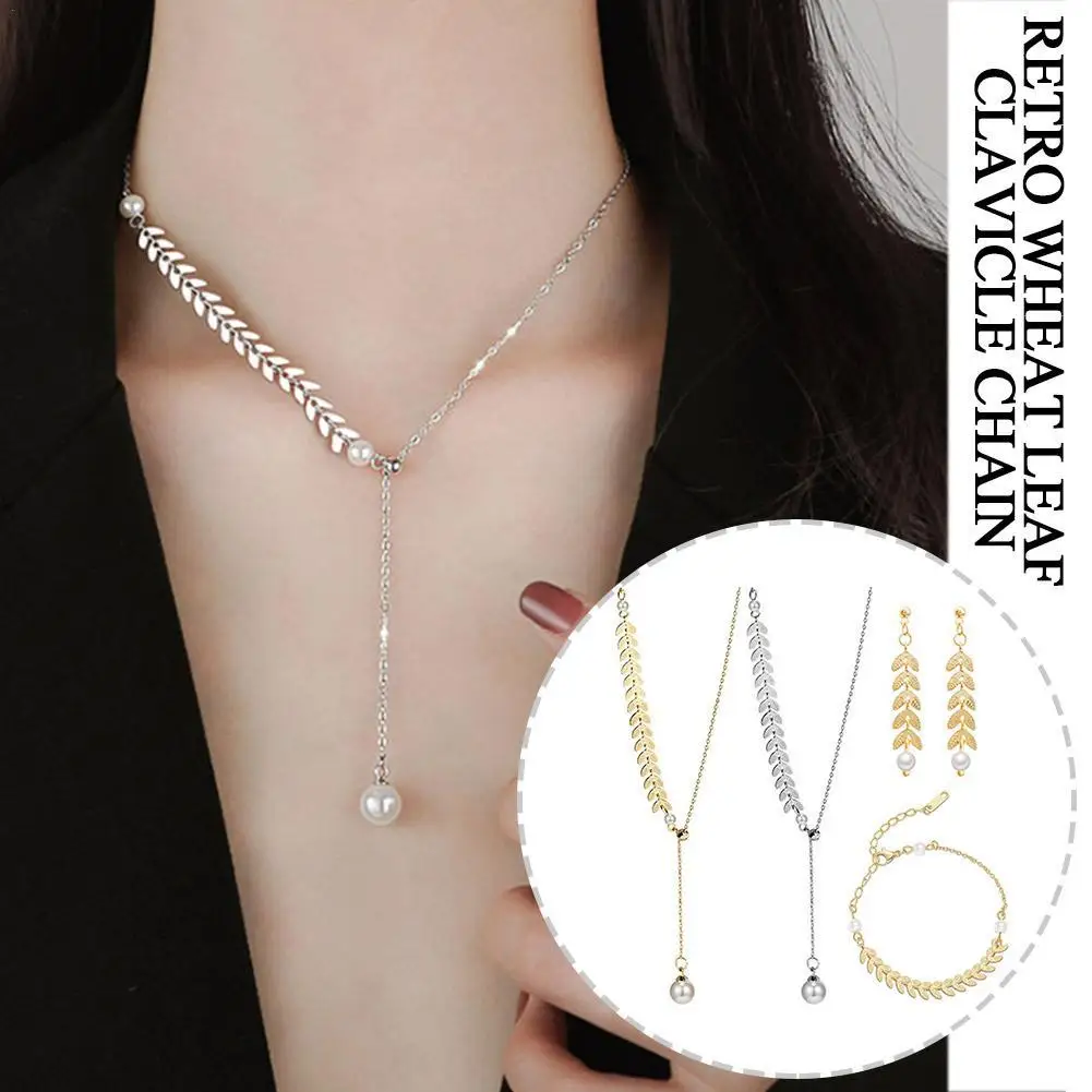 

Fashion Ear Of Wheat Clavicle Chain Simple Temperament Sexy Women Sling Necklace For Party Jewelry Gift Accessories