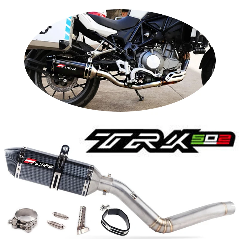 Trk 502 Slip On Scarico Per Benelli Trk 502 Db-Killer Trk502 Silenziatore Moto Tubo Racing Sistema Di Scarico Completo Tubo Di Collegamento Centrale