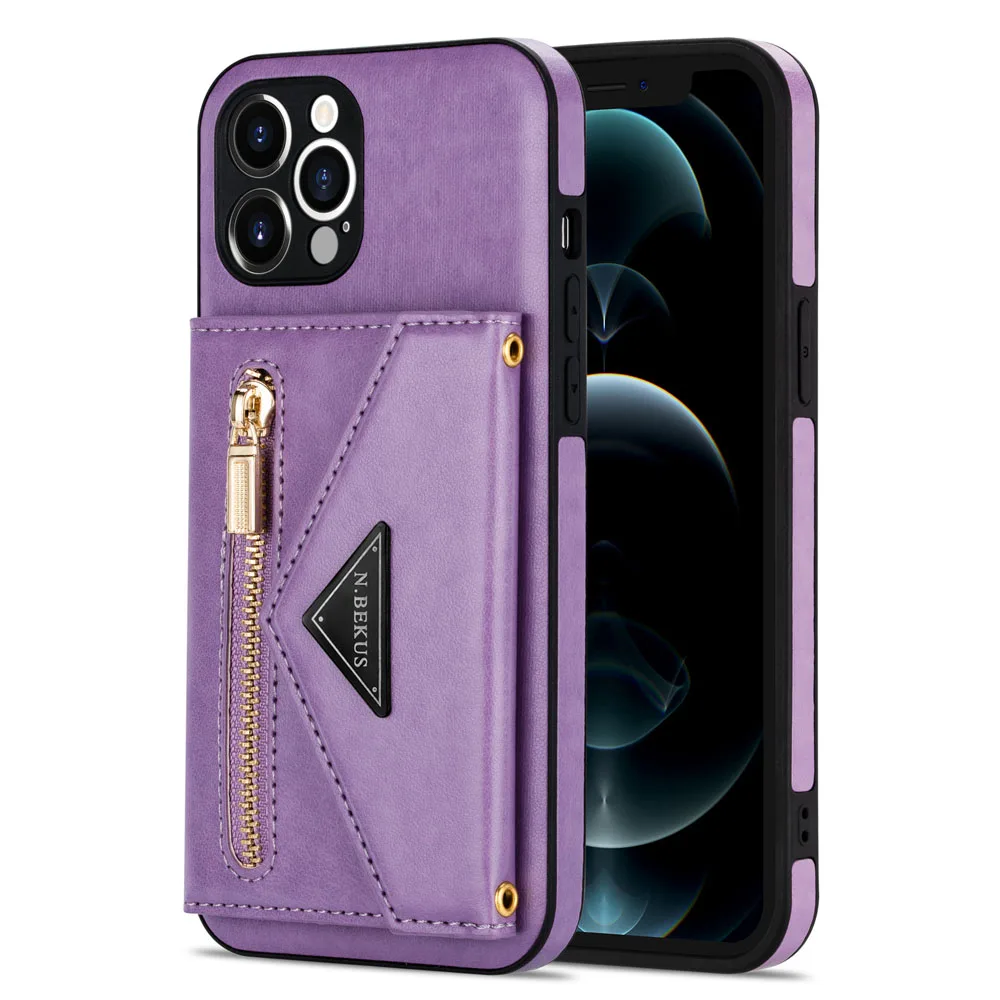 Luxury Wallet Bag Phone Case For iPhone 14 13 12 MINI 11 Pro XR XS Max 6 7 8  Plus Silicone Card Pocket Strap Cover With Lanyard - AliExpress