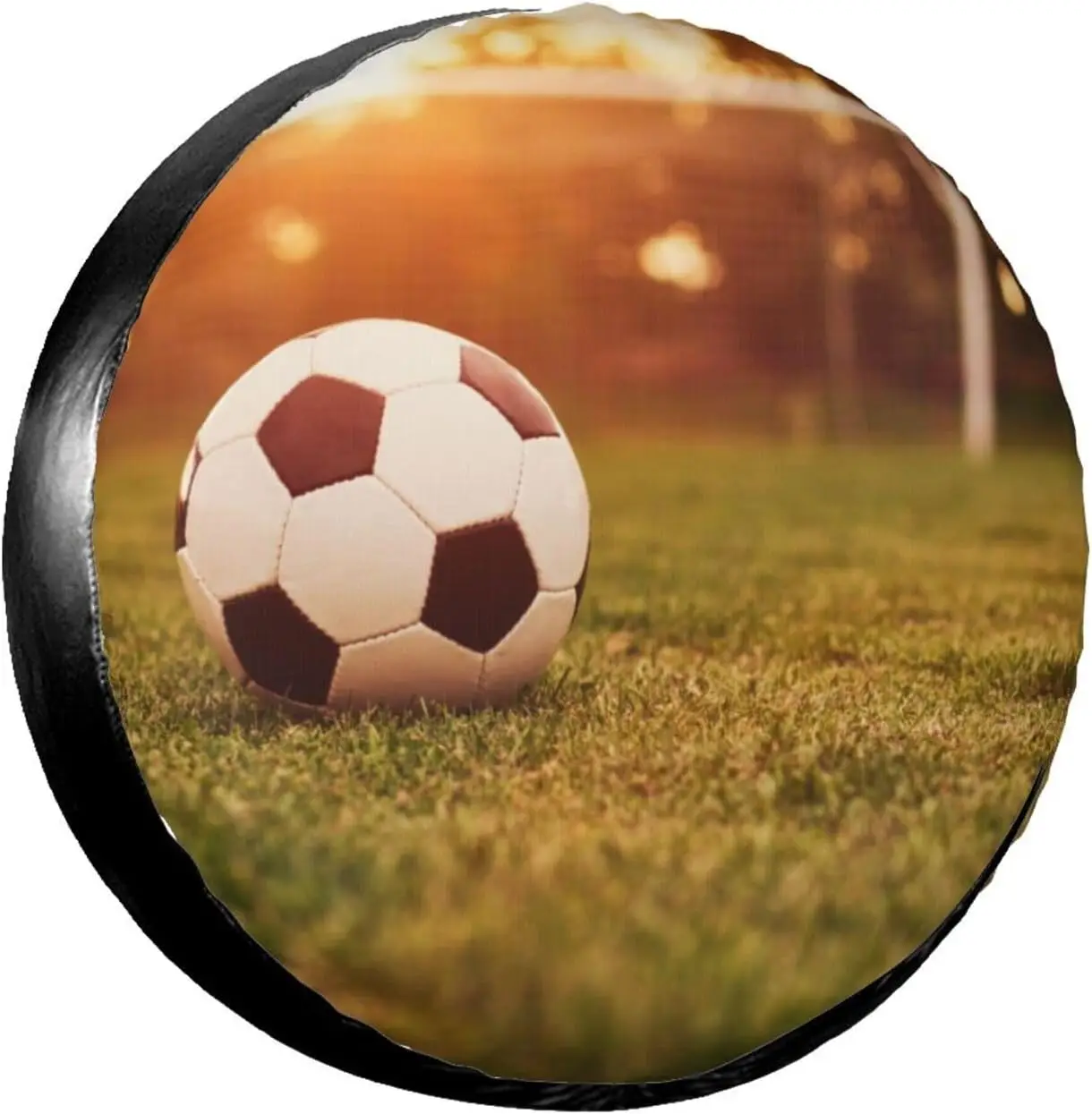 

Soccer Ball on a Field Printed Spare Tire Cover Wheel Protectors Water Dustproof Fit for SUV Truck Camper Travel Trailer