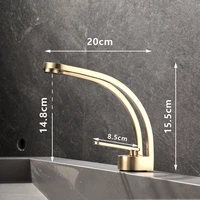 Luxury Brushed Gold โมเดิร์นห้องน้ําก๊อกน้ําดาดฟ้าติดตั้งทองเหลืองอ่างล้างหน้าก๊อกน้ําร้อนและเย็นก๊อกน้ําอ่างล้างจานสําหรับห้องน้ํา 6