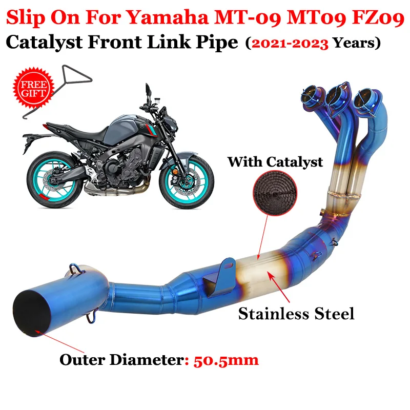 

Slip On For Yamaha MT-09 MT09 FZ-09 XSR900 2021 2022 2023 Motorcycle Exhaust Escape Systems Modify Front Link Pipe With Catalyst