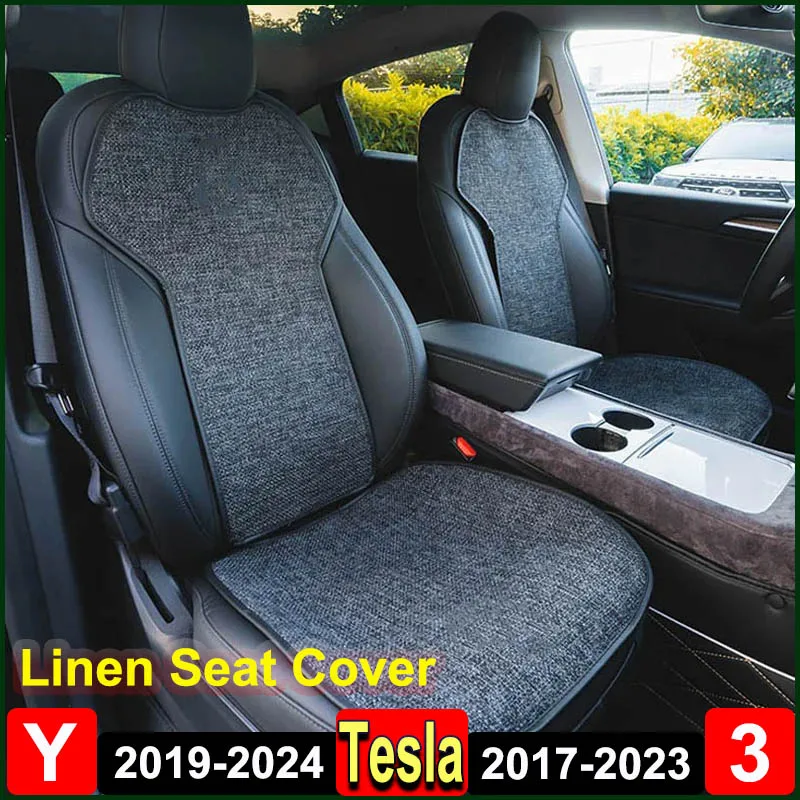 for Tesla Model 3 Y 2023 Breathable Linen Seat Cushion Backrest Protector Cover Model Y 2024 Summer Winter Interior Accessories 1 for Tesla Model 3 Y 2023 Breathable Linen Seat Cushion Backrest Protector Cover Model Y 2024 Summer Winter Interior Accessories
