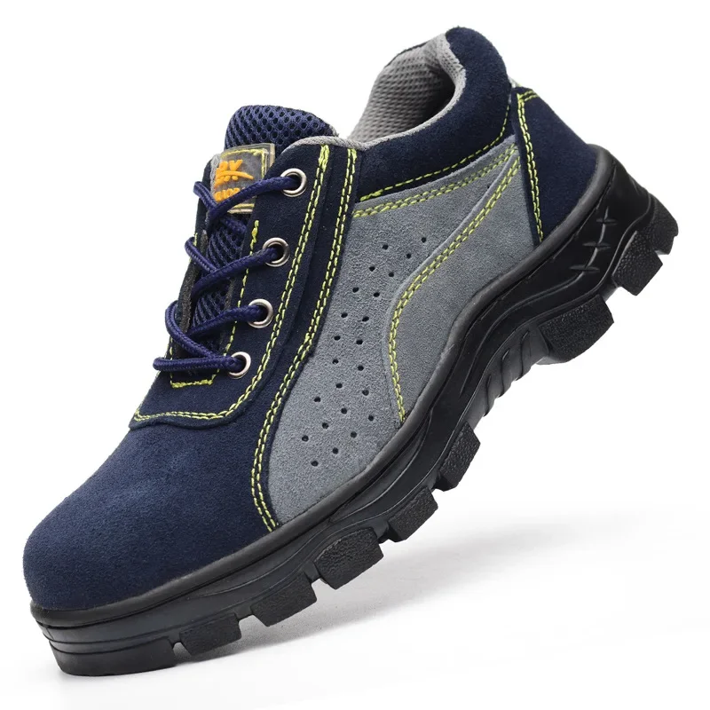 Spring Work Boots Men Steel Toe Suede Leather Breathable Casual Shoes Labor Insurance Safety Shoes