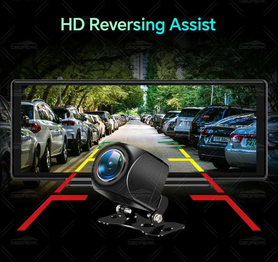 OBDPEAK 170° Fisheye Rear View Camera Golden Lens AHD 1920x1080P Full HD Vehicle Reversing Night Vision Waterproof IP68 Rearview