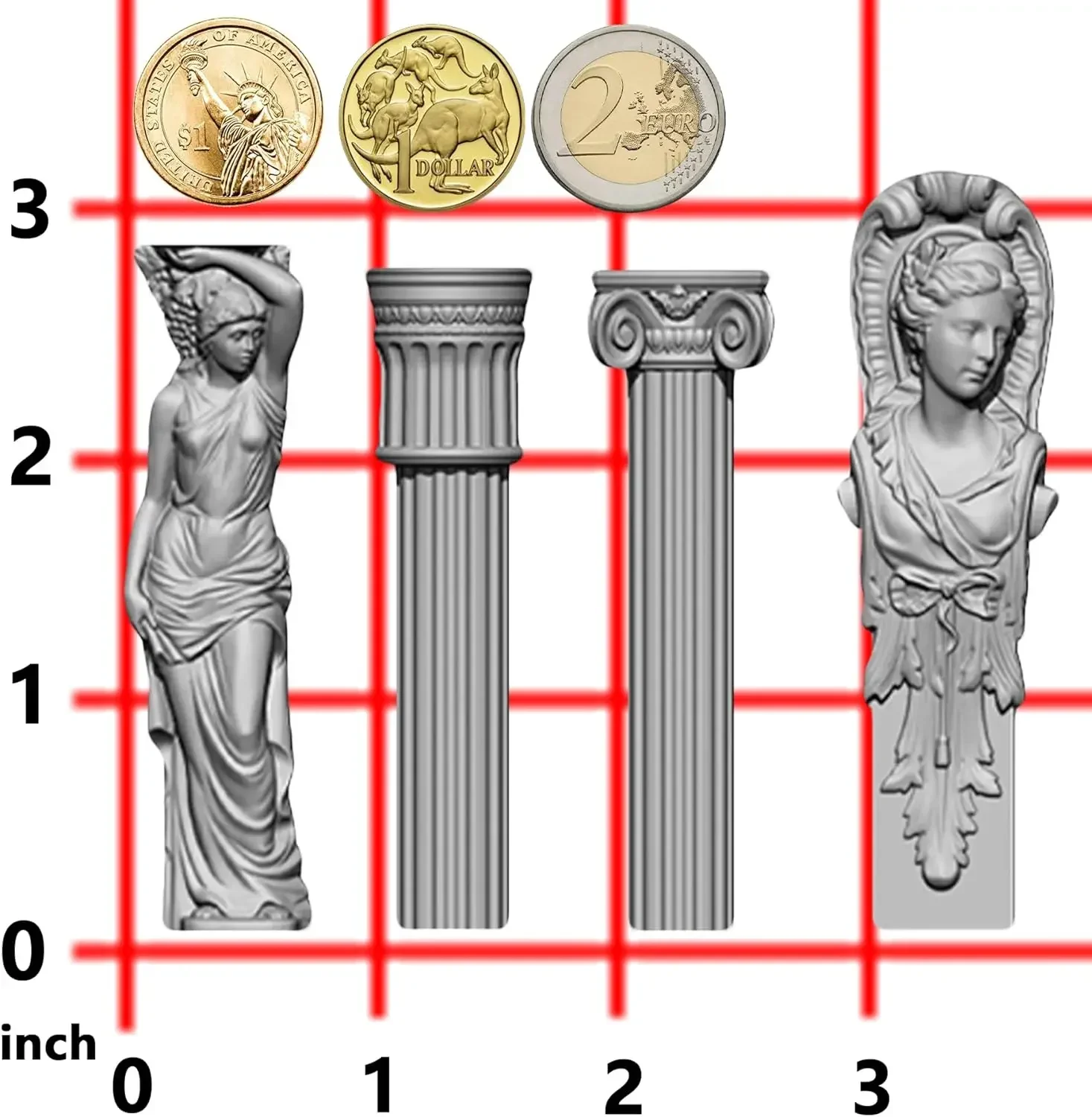 Baroque Relief Embossed Art Silicone Mold Air Dry Clay Plaster Decorative Column and Sculpture Statue Epoxy Resin Molds