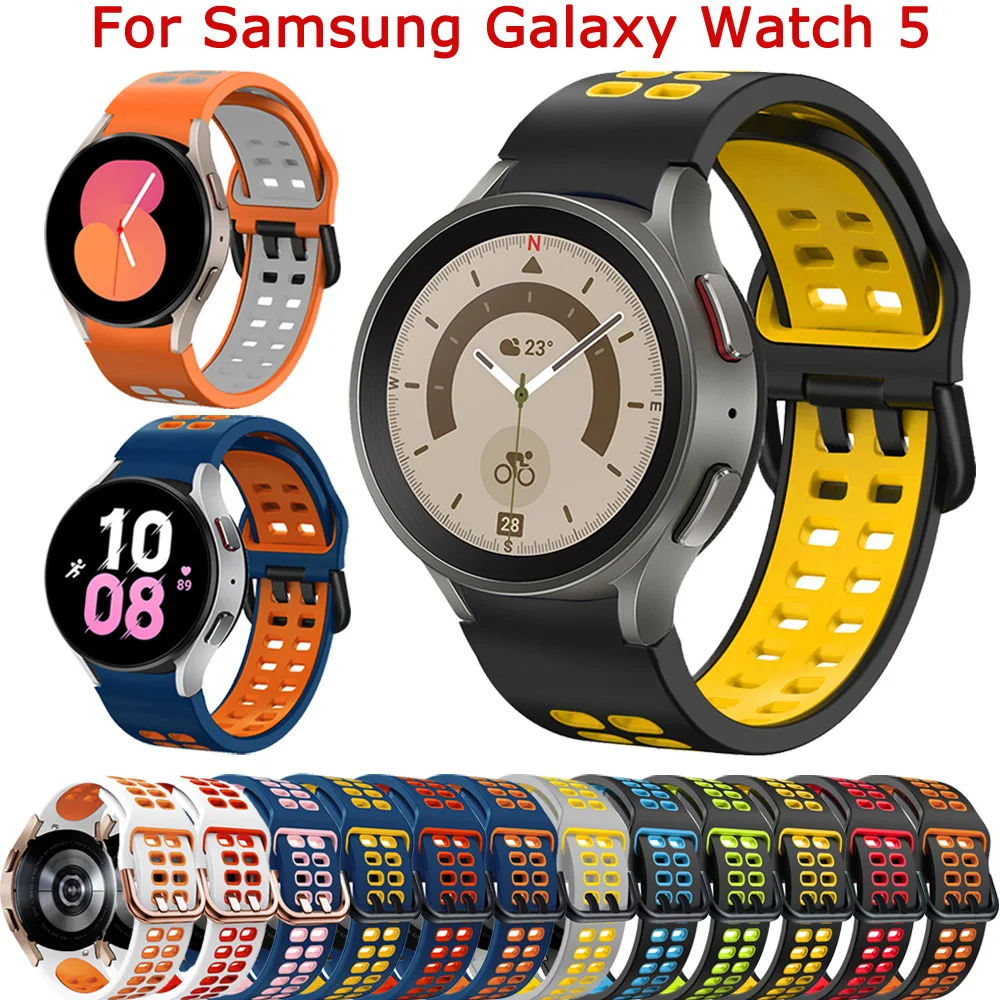 

Ремешок силиконовый для смарт-часов, браслет для Samsung Galaxy Watch 5 Pro 45 мм 4 40 мм 44 мм Classic 46 мм 42 мм с изогнутым концом