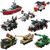 6IN1 Engineering Car Helicopter  Truck Tank City Building Blocks Police Bricks Fire Fighting Brick Set Toys for Children 1