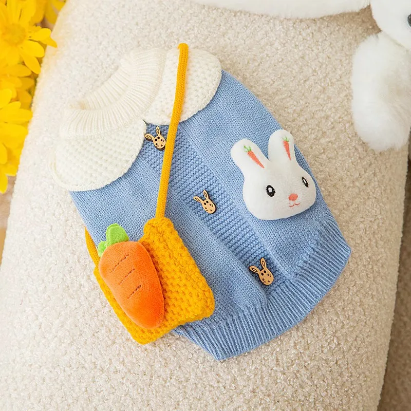 

Cute Rabbit Pet Sweater Winter Puppy Carrot Backpack Jumper Teddy Warm Clothes Casual Than Bear Two Legs Clothes XS-XL