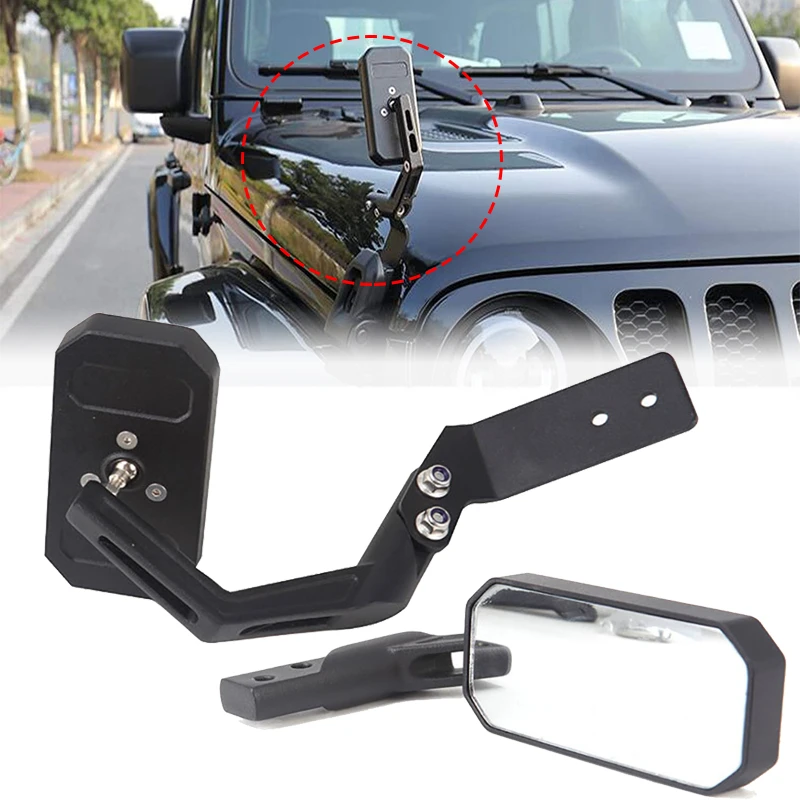 1 Pair Auxiliary Rearview Mirror For Jeep Wrangler Jk Jl 2007-2022 Aluminum  Alloy Front Engine Hood Blind Spot Mirror - Mirror & Covers - AliExpress