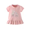 Jumping Meters 3-8T New Arrival Bunny Embroidery Hot Selling Cotton Summer Girls Tshirts Baby Clothes Children's Tees Tops 1