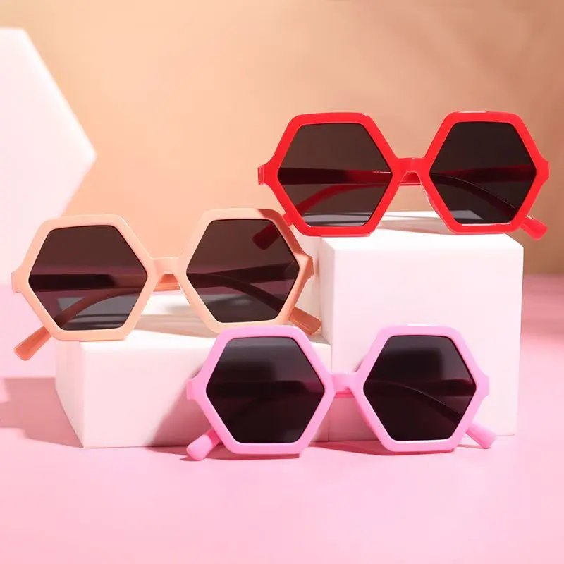 

Color Hexagon Sunglasses Vintage Kid Irregular Polygon Frame Sun Glasses Party Eyewear Shades UV Protective Children Glasses