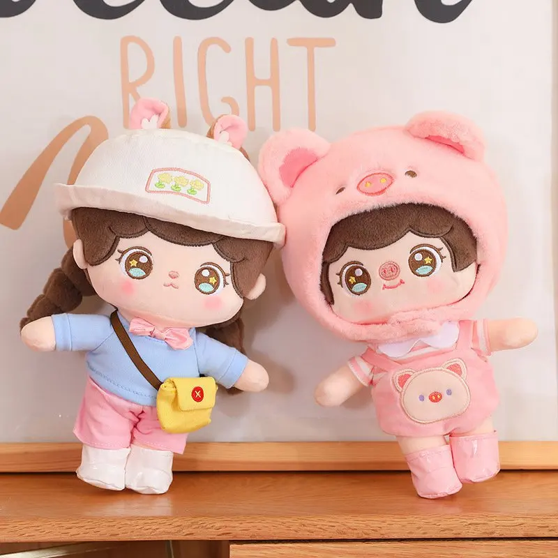Kawaii Pink Pig Hat IDol Cotton Doll Spring Outfit Star Dolls Stuffed Baby Plushies Soft Kids Toys for Girls Collection Gifts